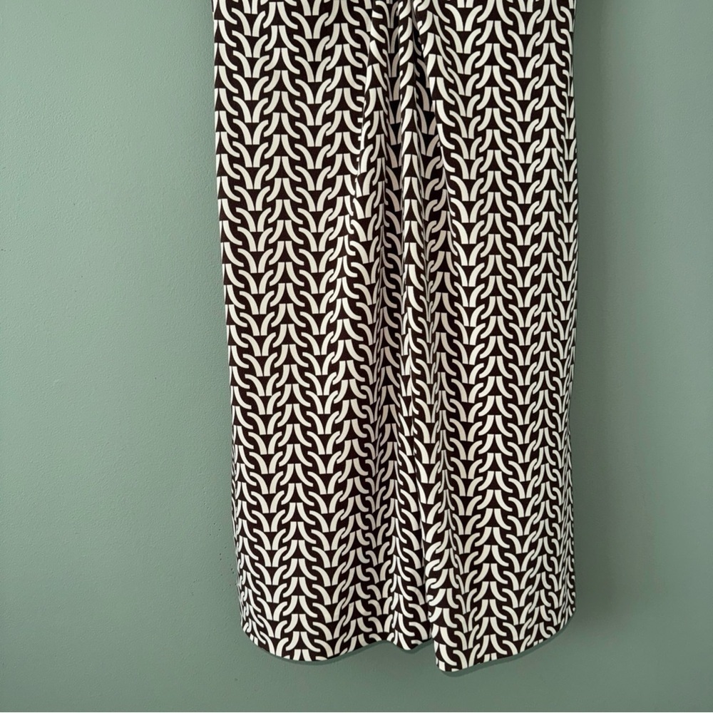 London Times Brown and Ivory Patterned Knot Front Short Cap Sleeve Dress 8 - Picture 9 of 9